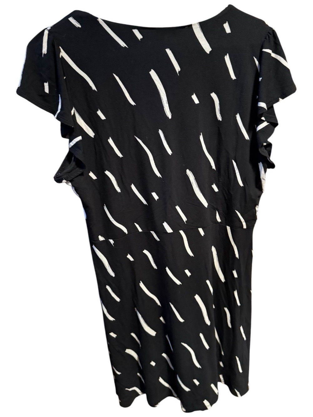 LOFT Black Dress with White Brushstroke Knot Front - Picture 2 of 6